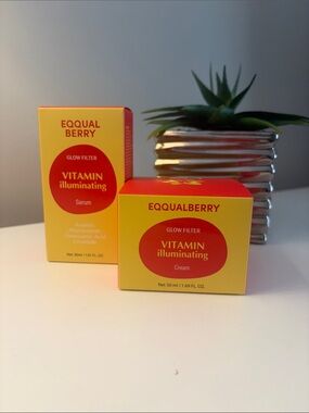 EQOULBERRY Vitamin Illuminating Cream & Serum Duo- New UnOpened